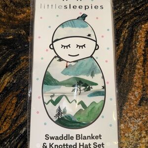Little Sleepies Mountain Mist Swaddle & Hat Set